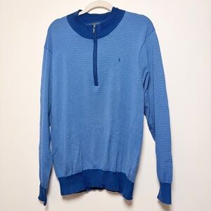 Men's Blue Striped Zip-Up Sweater